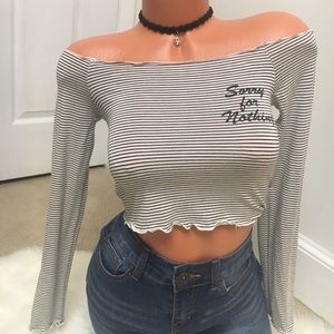 ‼️LAST CHANCE‼️Sorry for nothing crop stripe top
